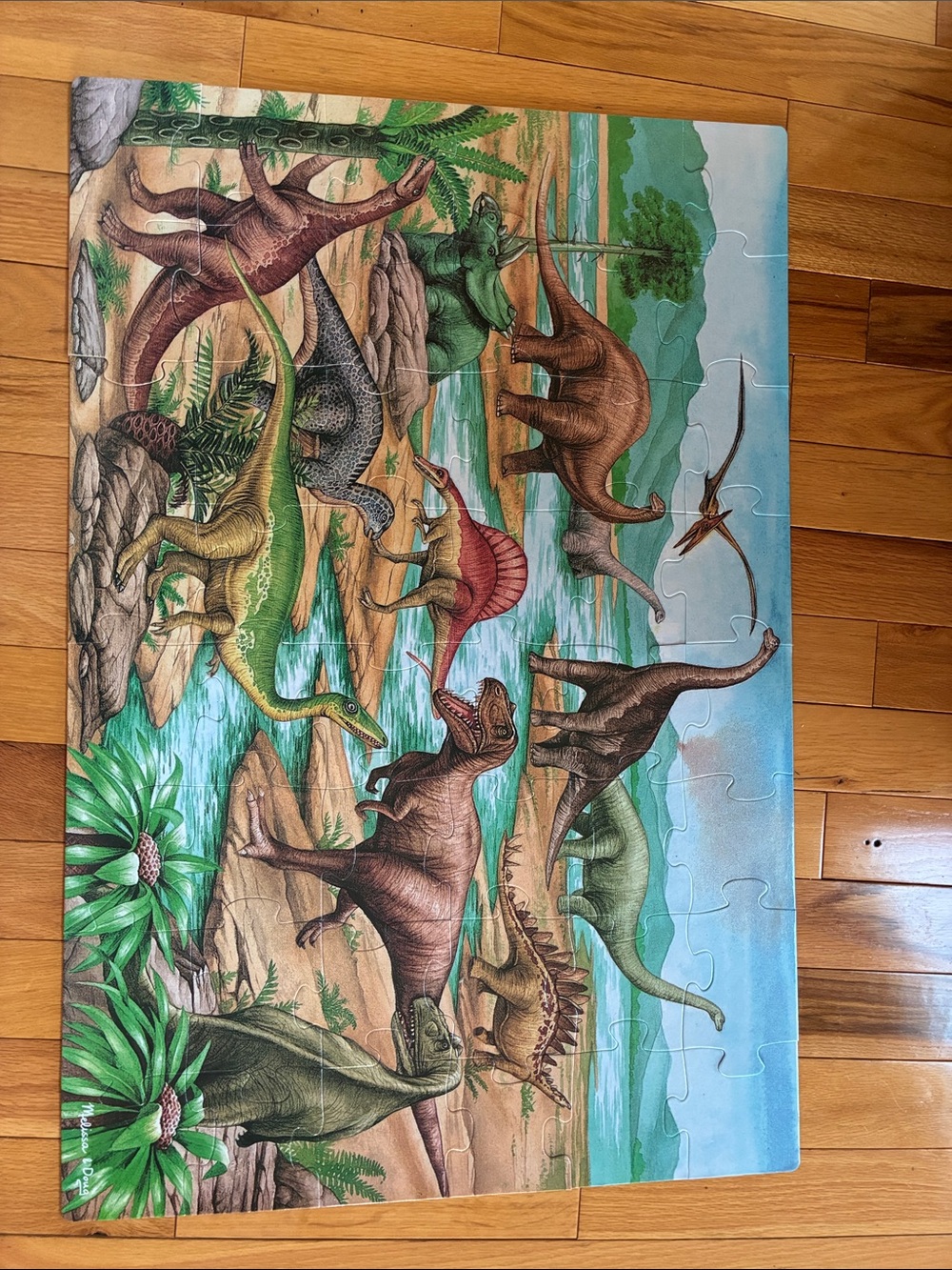 Melissa & Doug Colorful Dinosaur Floor Puzzle- Green, Brown, Blue, Tan
